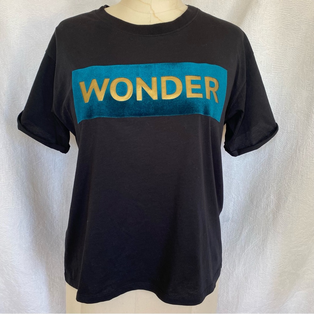 Sandro Paris black cotton and velvet wonder tshirt